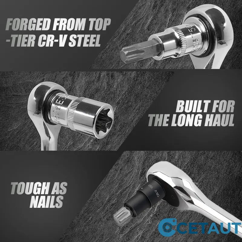 🔩 Ultimativer Steckschlüsselsatz für Mechaniker – CR-V Stahl + 60 Teile cetaut