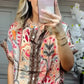 🎉💃Damen-Zweiteiler aus atmungsaktivem Stretchstoff | Knopfleisten-Crop-Top + High-Waist-Weithose | Elegantes Print-Design für Büro & Freizeit | Größen S-5XL cetaut