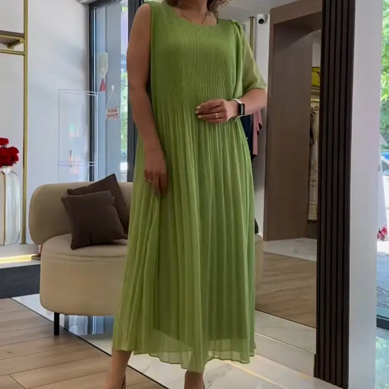 ⏳ LETZTER TAG IM ANGEBOT: 50% Rabatt auf das zweite Produkt💃🏻Ärmelloses Plisseekleid aus Chiffon – Elegant, atmungsaktiv & perfekt für jeden Anlass! 🌿 cetaut