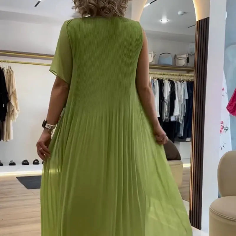 ⏳ LETZTER TAG IM ANGEBOT: 50% Rabatt auf das zweite Produkt💃🏻Ärmelloses Plisseekleid aus Chiffon – Elegant, atmungsaktiv & perfekt für jeden Anlass! 🌿 cetaut
