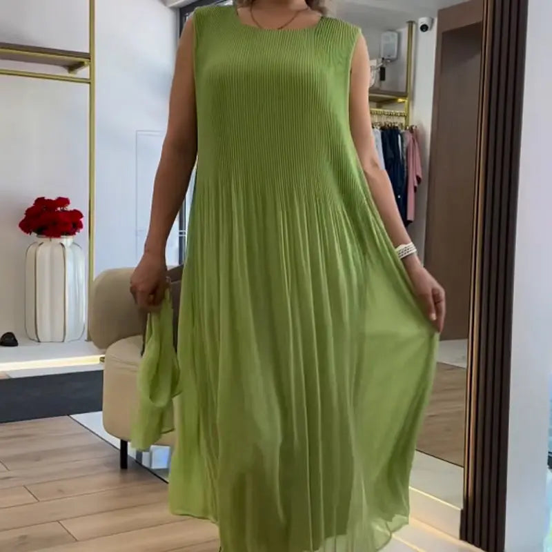 ⏳ LETZTER TAG IM ANGEBOT: 50% Rabatt auf das zweite Produkt💃🏻Ärmelloses Plisseekleid aus Chiffon – Elegant, atmungsaktiv & perfekt für jeden Anlass! 🌿 cetaut