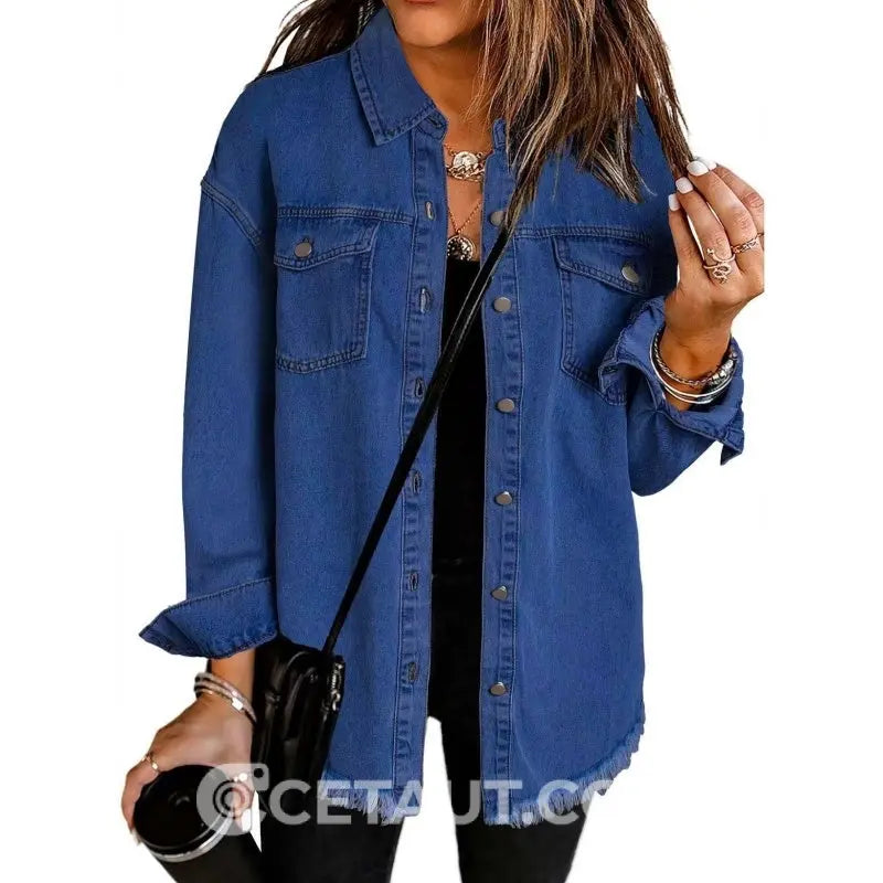 Zerrissene Denim-Jacke für Frauen (Raw Edge) cetaut