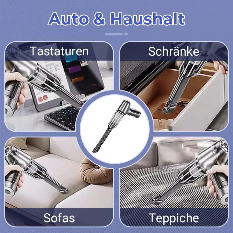 Kabelloser Auto-Staubsauger [2025] – 9000/12000PA Starkleistung, 60min Akku, HEPA-Filter, Ultra-Leicht (290g) für Auto & Sofa – Inkl. 3 Aufsätze cetaut