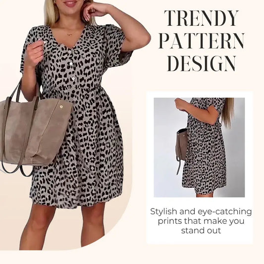 Women's Casual V-Neck Short Sleeve Dress cetaut
