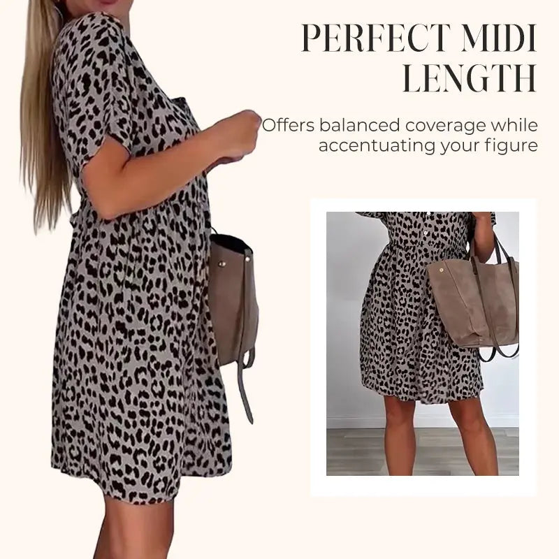 Women's Casual V-Neck Short Sleeve Dress cetaut