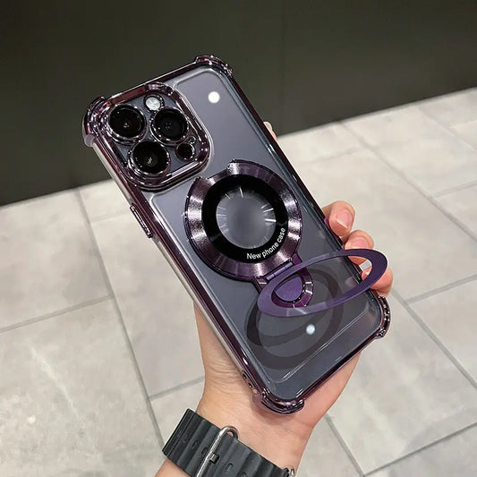 Sturzsichere, transparente iPhone-Hülle mit Ringständer cetaut