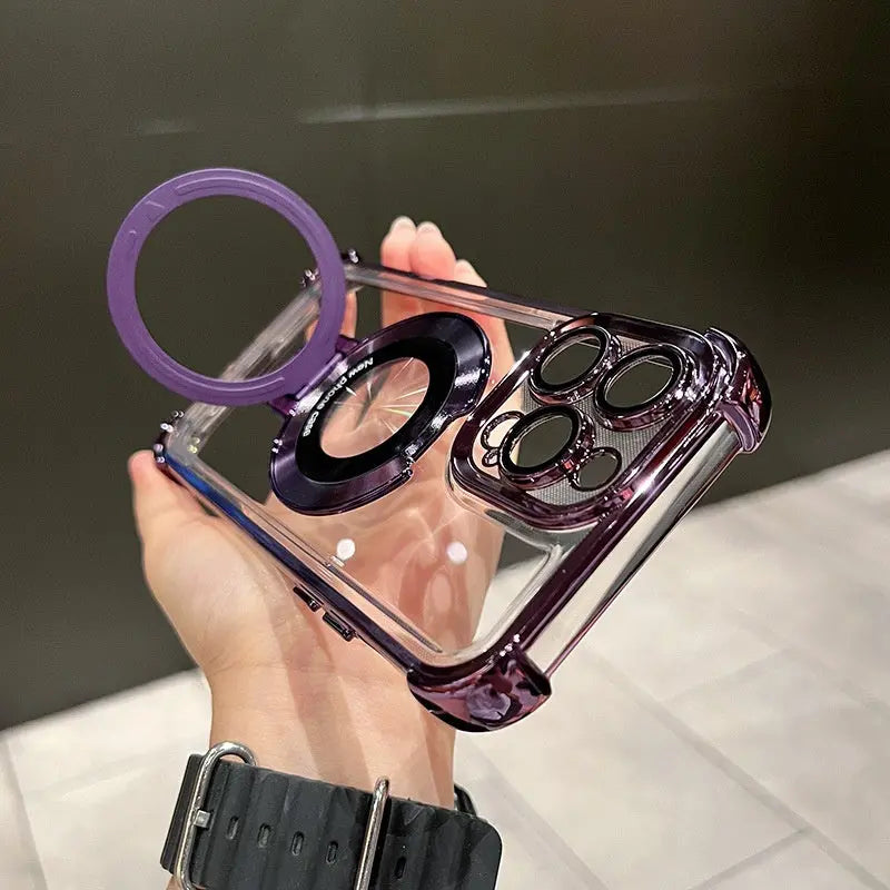 Sturzsichere, transparente iPhone-Hülle mit Ringständer cetaut