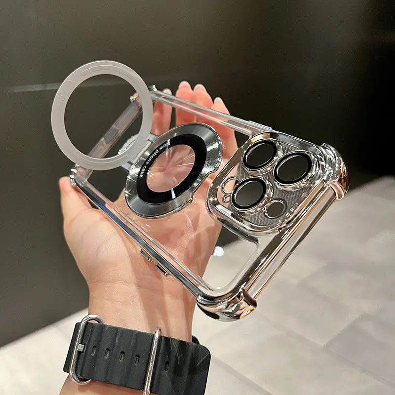 Sturzsichere, transparente iPhone-Hülle mit Ringständer cetaut