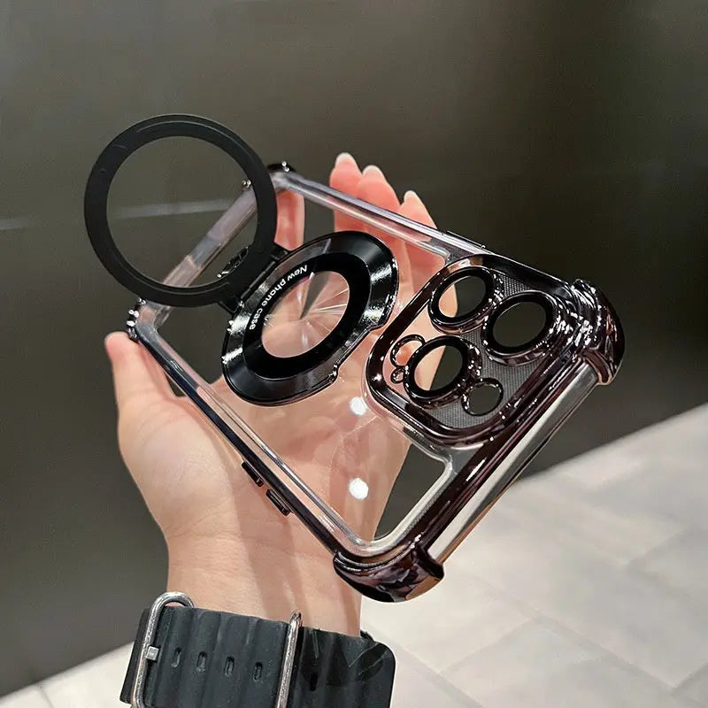 Sturzsichere, transparente iPhone-Hülle mit Ringständer cetaut