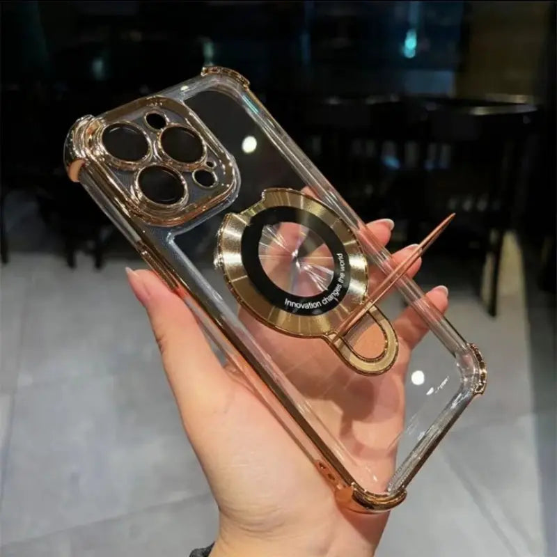 Sturzsichere, transparente iPhone-Hülle mit Ringständer cetaut