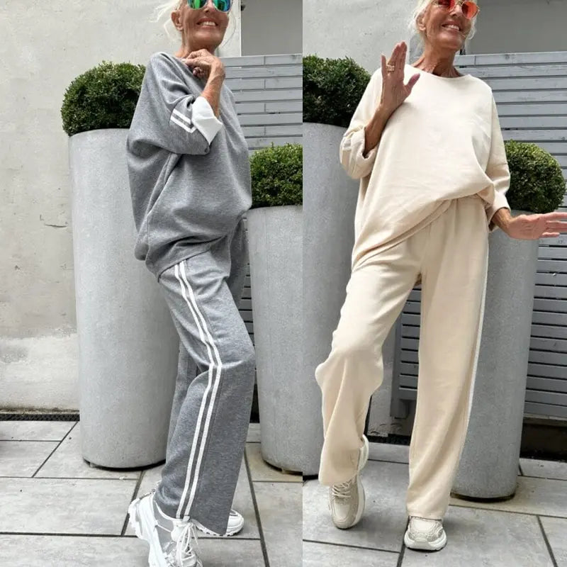 🌸💖 Lässiges Damen-Set aus gestreiften Oberteilen und weiten Hosen, 2-teilig cetaut