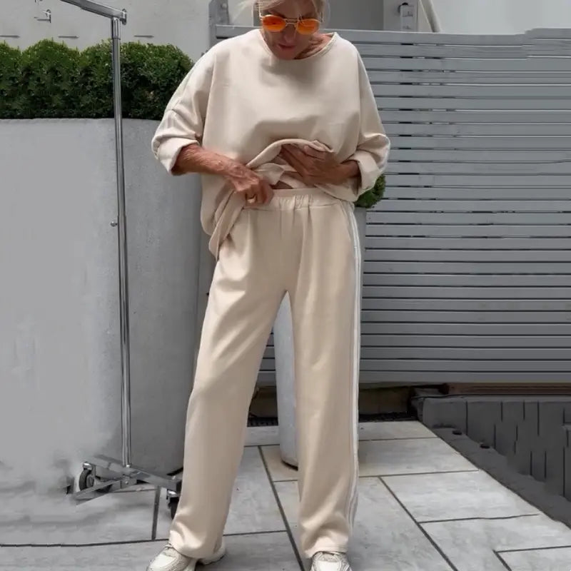 🌸💖 Lässiges Damen-Set aus gestreiften Oberteilen und weiten Hosen, 2-teilig cetaut