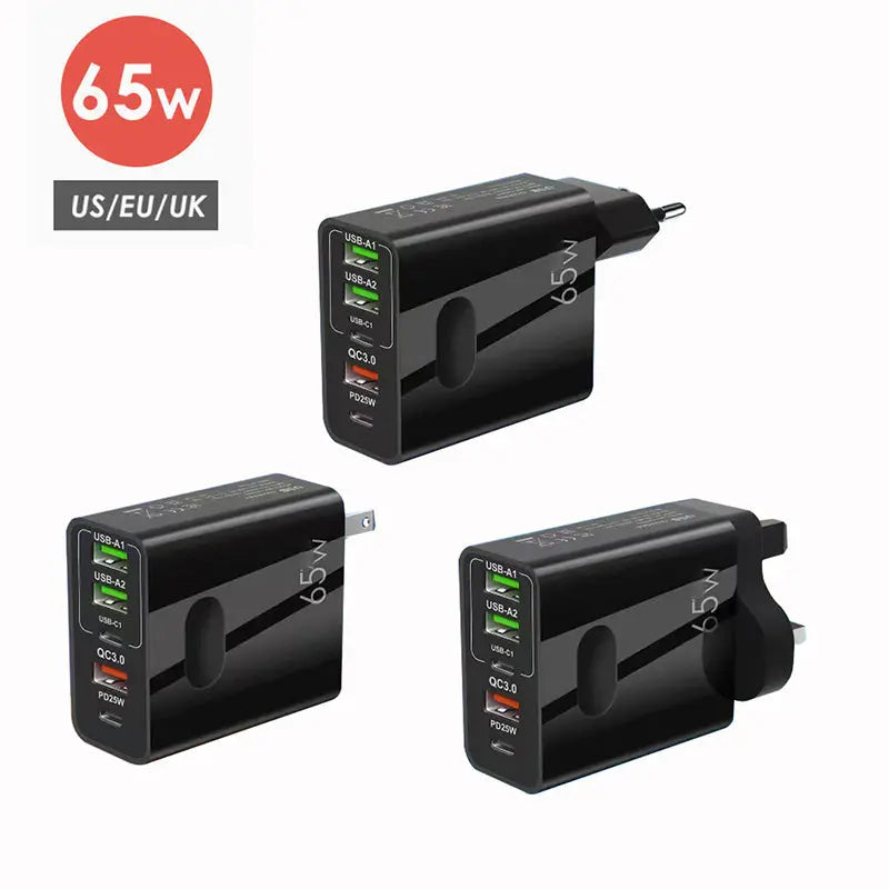 [Praktisches Geschenk] 65W Schnellladegerät mit mehreren Anschlüssen cetaut