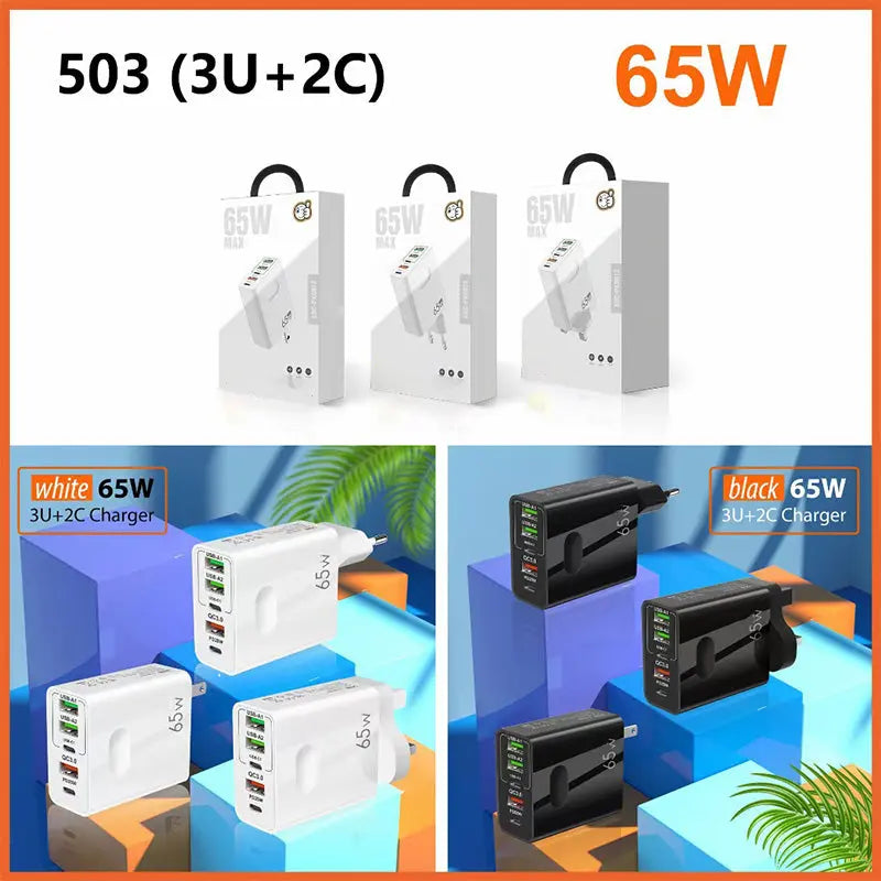 [Praktisches Geschenk] 65W Schnellladegerät mit mehreren Anschlüssen cetaut