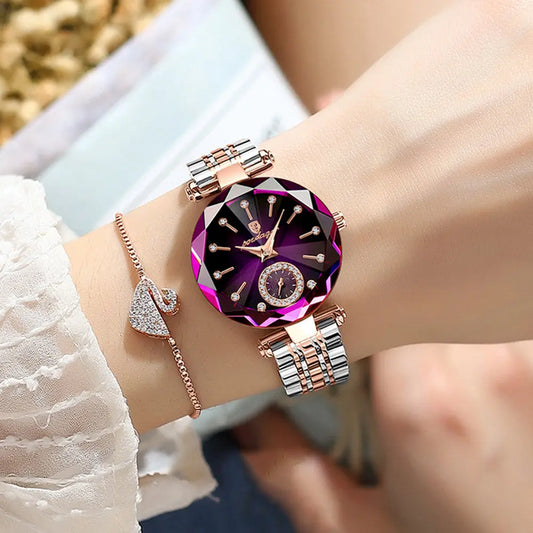 Luxus Uhren für Damen Edelstahl Wasserdicht Quarz Weiblich Armbanduhr Mädchen Geschenk+Box cetaut
