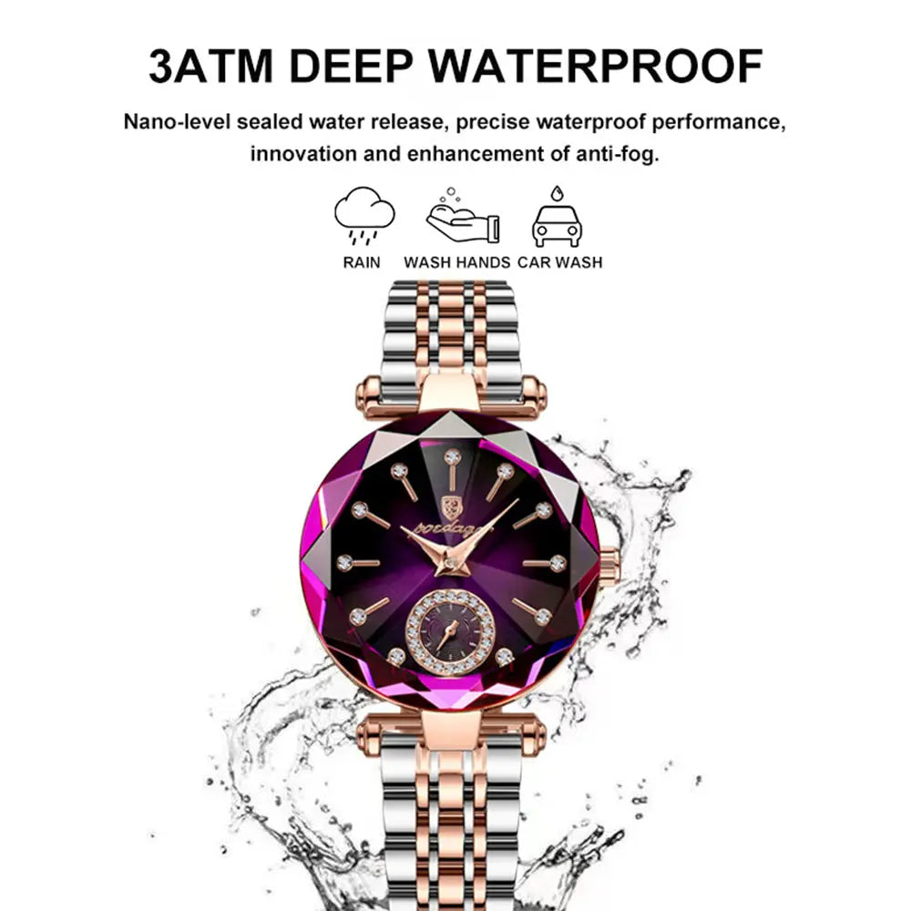 Luxus Uhren für Damen Edelstahl Wasserdicht Quarz Weiblich Armbanduhr Mädchen Geschenk+Box cetaut