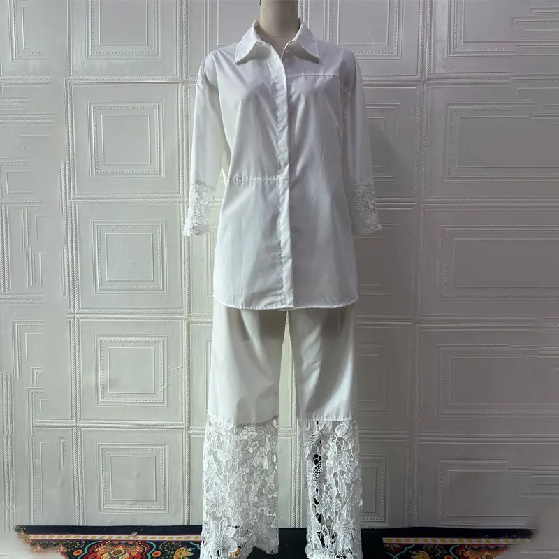 Damen-Zweiteiler: Bluse mit Knopfleiste & Hose cetaut