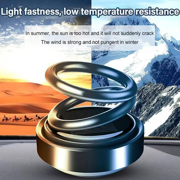 Solarbetriebenes Auto-Aromatherapie-Ornament mit drehbarem schwebendem Doppelring cetaut