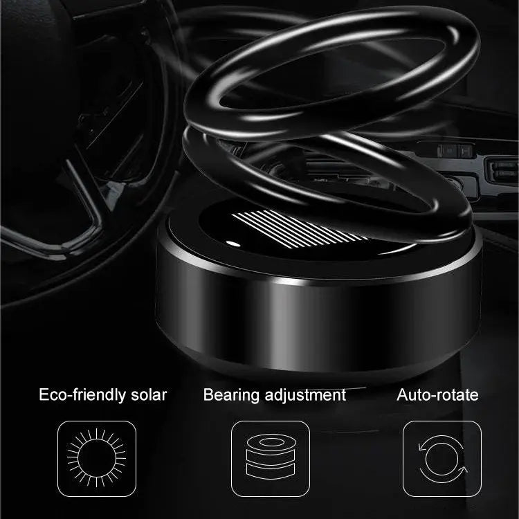 Solarbetriebenes Auto-Aromatherapie-Ornament mit drehbarem schwebendem Doppelring cetaut