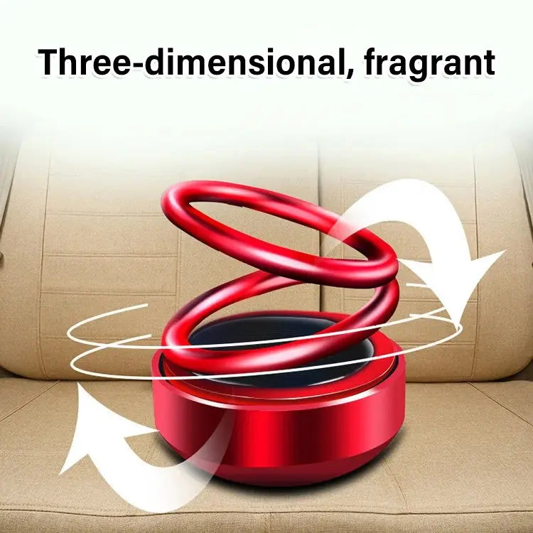 Solarbetriebenes Auto-Aromatherapie-Ornament mit drehbarem schwebendem Doppelring cetaut