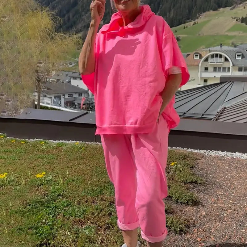 Zweiteiler: Oversize-Hoodie mit Fledermausärmeln & Hose mit geradem Bein cetaut