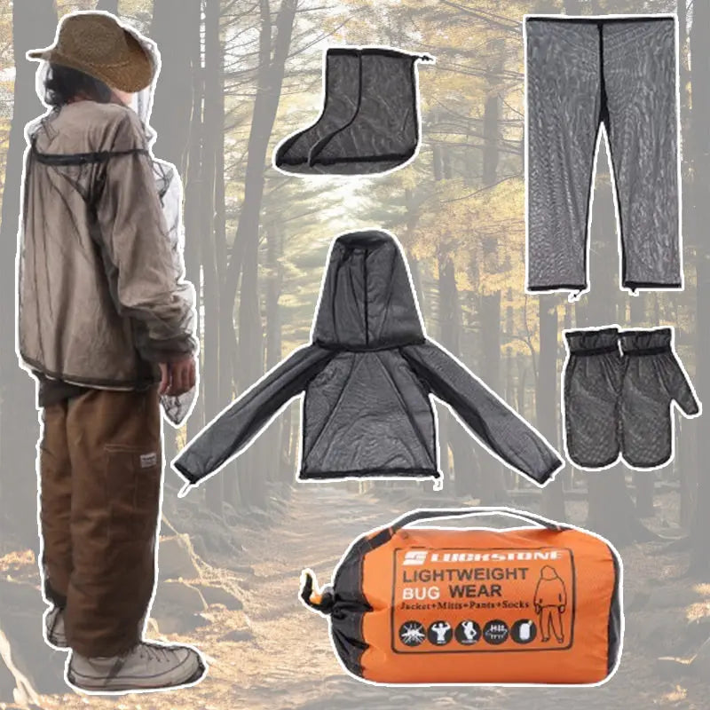 Outdoor Lightweight Anti-Mosquito Jacket & Pants & Shoe Covers & Mitts cetaut