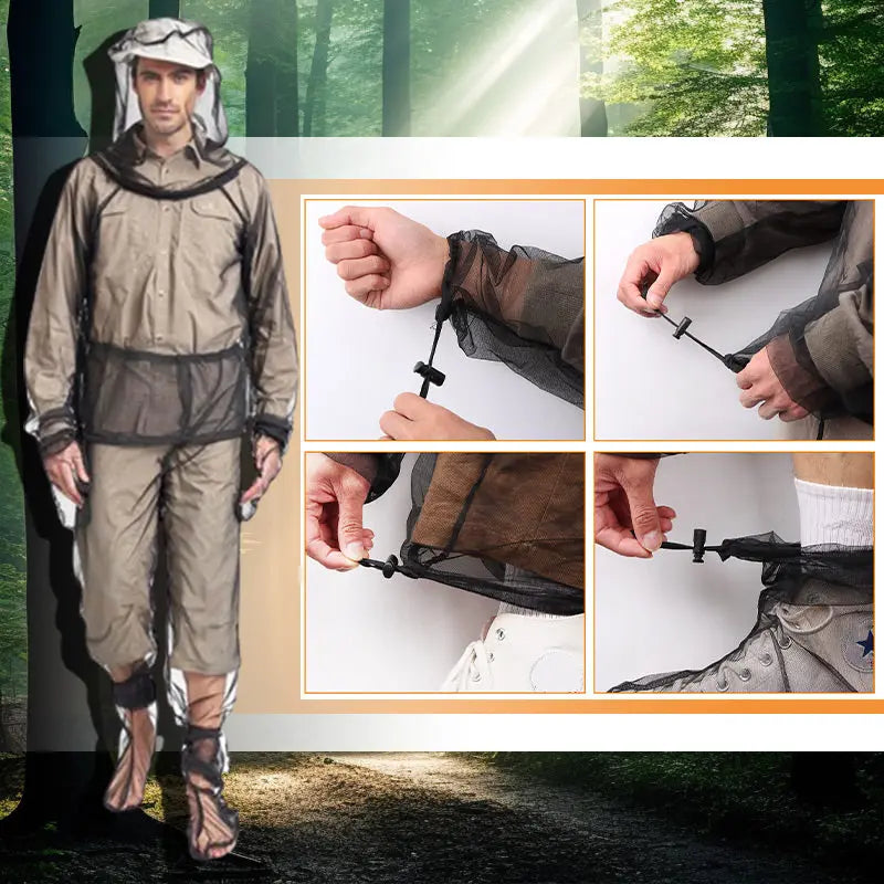 Outdoor Lightweight Anti-Mosquito Jacket & Pants & Shoe Covers & Mitts cetaut