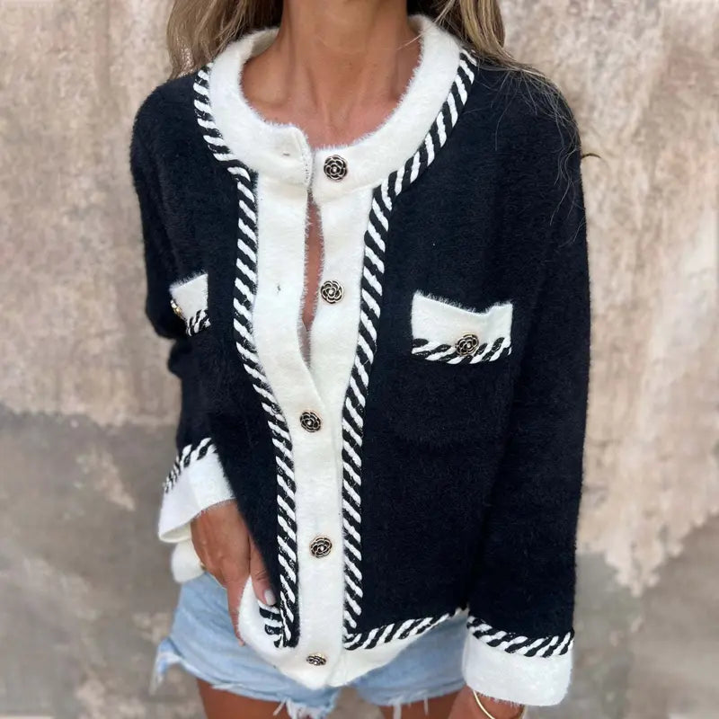 Cardigan mit Knöpfen und Farbkontrast cetaut