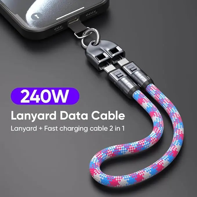 2 IN 1 Cell Phone Lanyard Fast Charging Data Cable cetaut