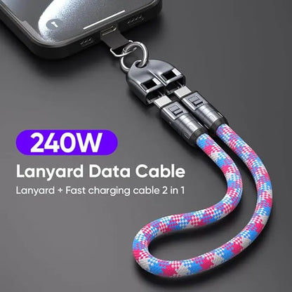 2 IN 1 Cell Phone Lanyard Fast Charging Data Cable cetaut