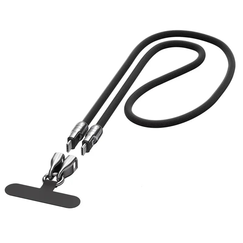2 IN 1 Cell Phone Lanyard Fast Charging Data Cable cetaut