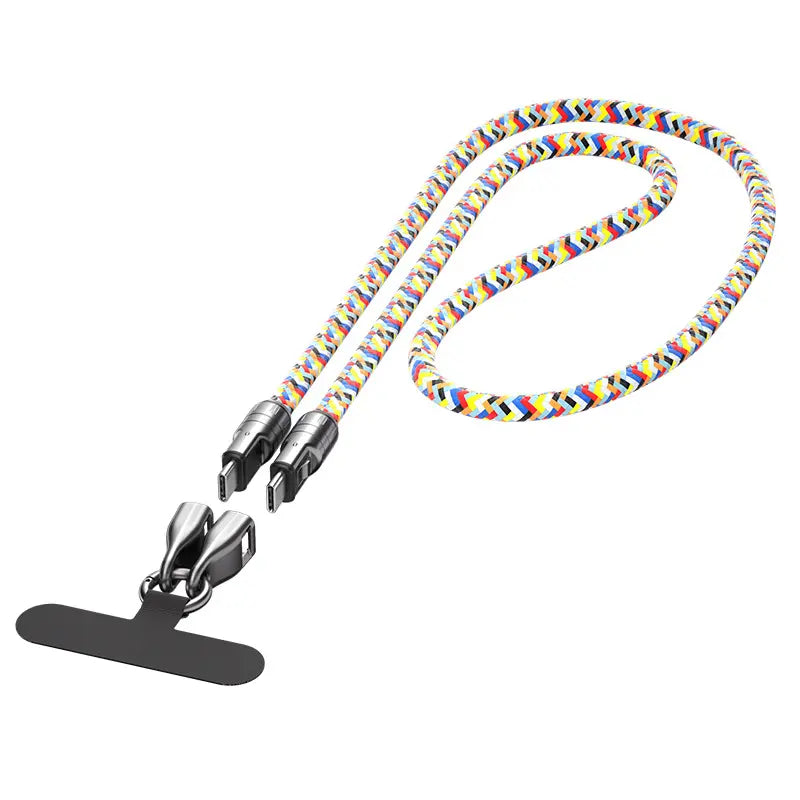 2 IN 1 Cell Phone Lanyard Fast Charging Data Cable cetaut
