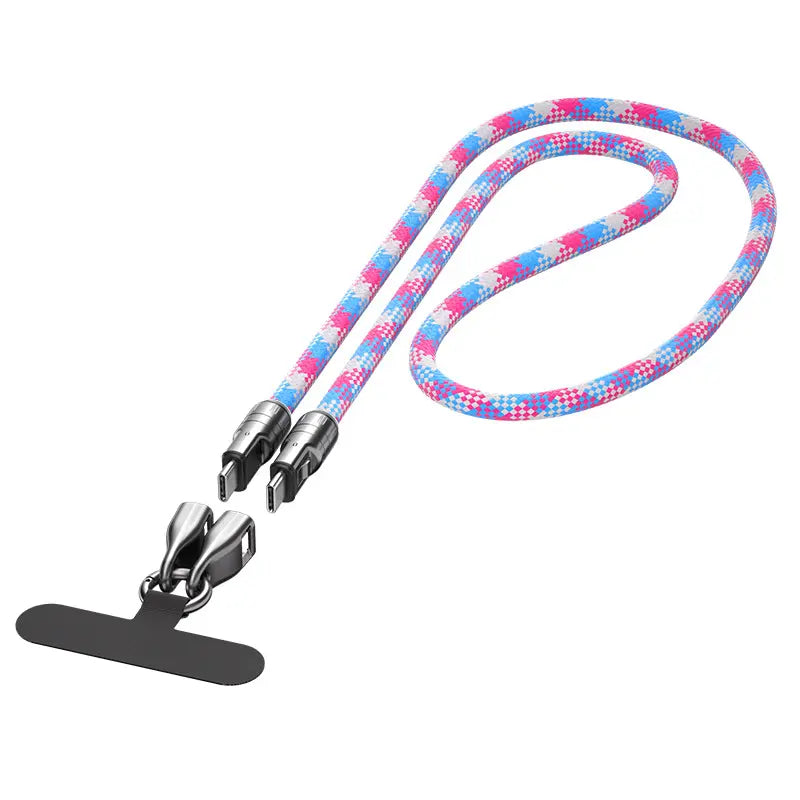 2 IN 1 Cell Phone Lanyard Fast Charging Data Cable cetaut
