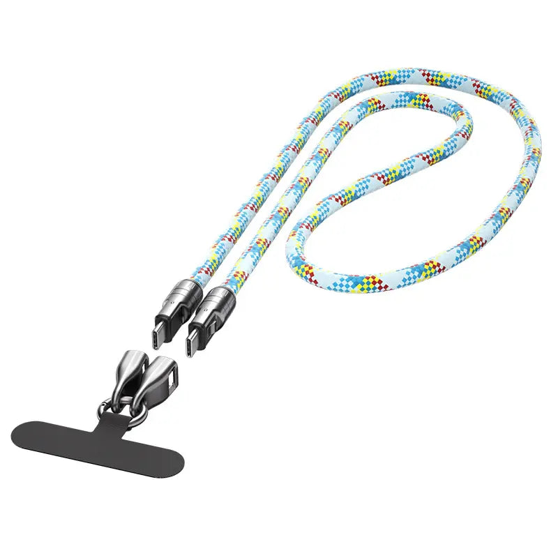 2 IN 1 Cell Phone Lanyard Fast Charging Data Cable cetaut