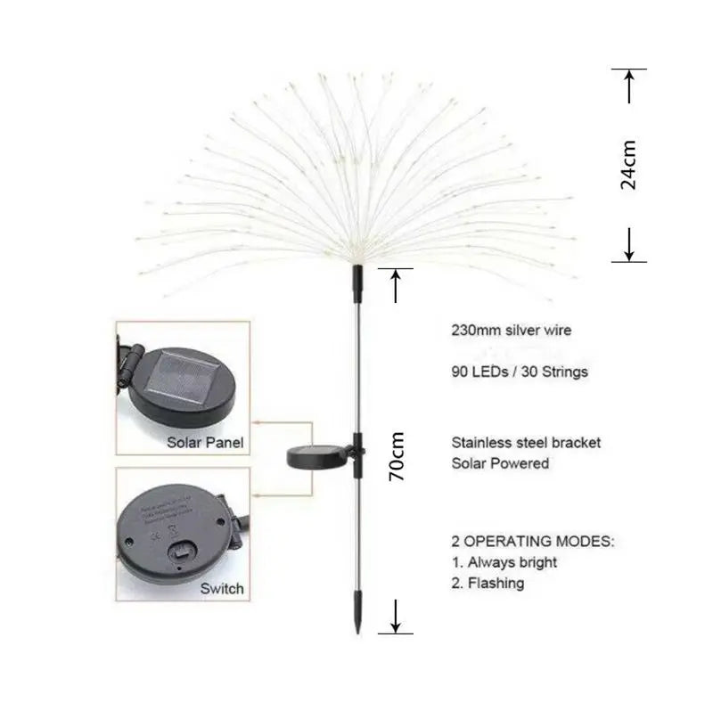Wasserdichtes Solar Gartenfeuerwerk Licht cetaut
