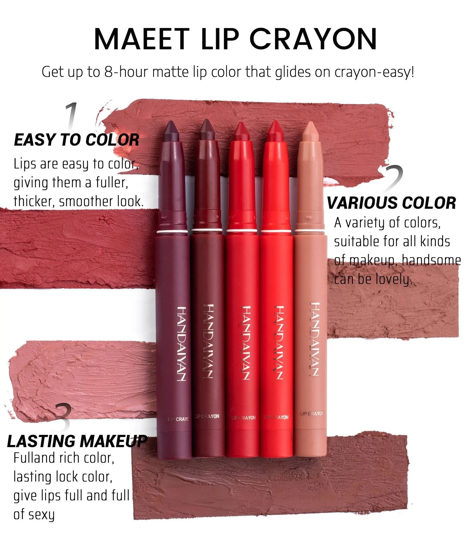 Rotierende, anspitzbare, matte Lippenstiftstifte cetaut