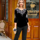 🔥Women's Velvet Rhinestone Top & Pants Set cetaut