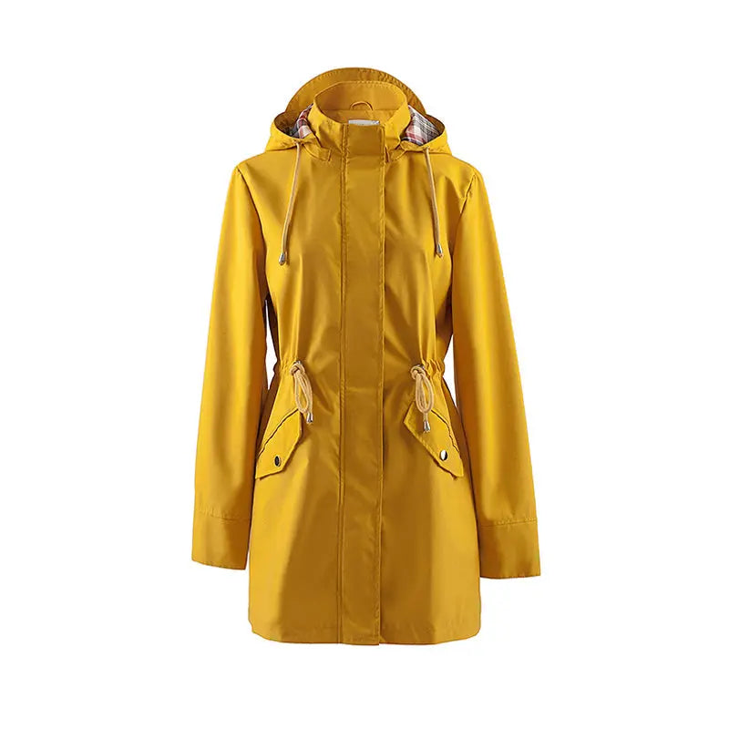 Mittellange Windjacke mit Kapuze, Tunnelzug und Reißverschluss cetaut