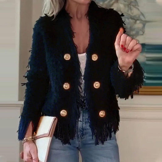 💗LETZTER TAG AKTION - 51% RABATT💗Herbstliche Eleganz: Damen Kurzjacke mit Quasten und Zierknöpfen für alle Anlässe 🍂
