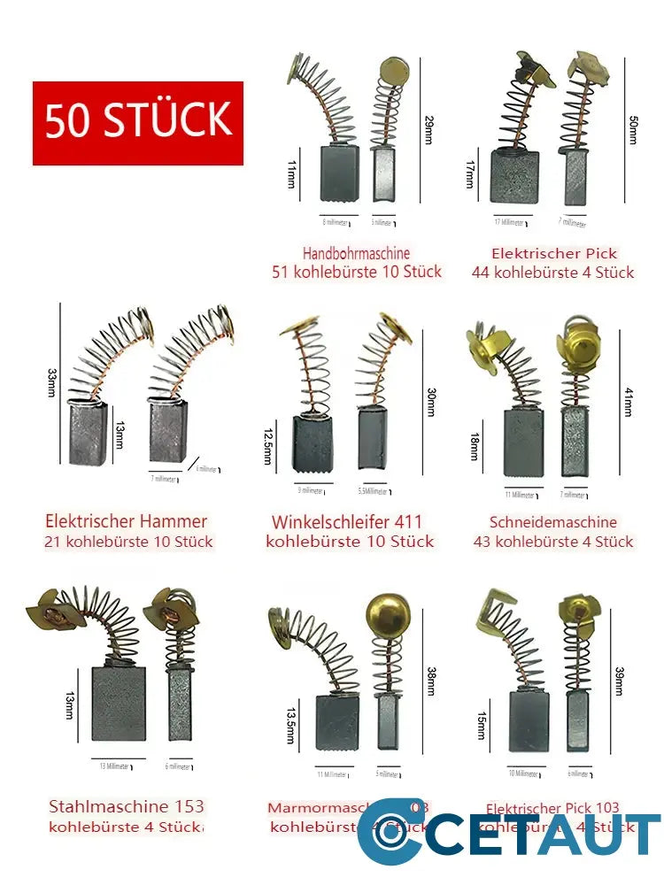 Carbon Brush Set for Electric Tools🛠️Robuste Kupferkohlebürsten: Für längere Werkzeuglebensdauer und weniger Funken cetaut